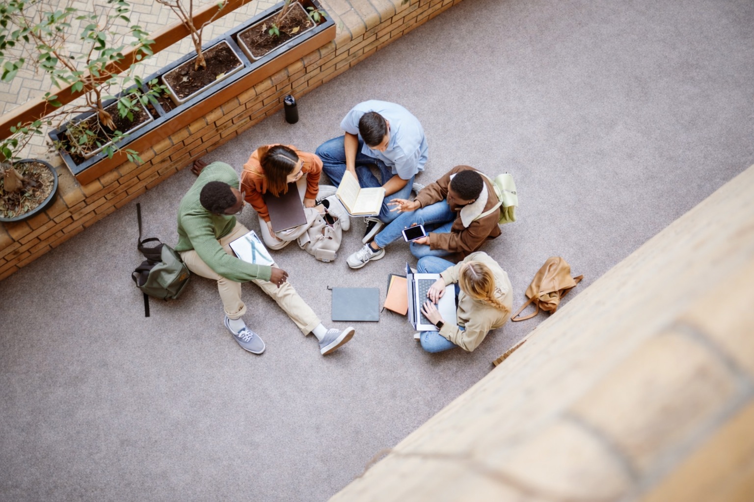 Team collaborating together