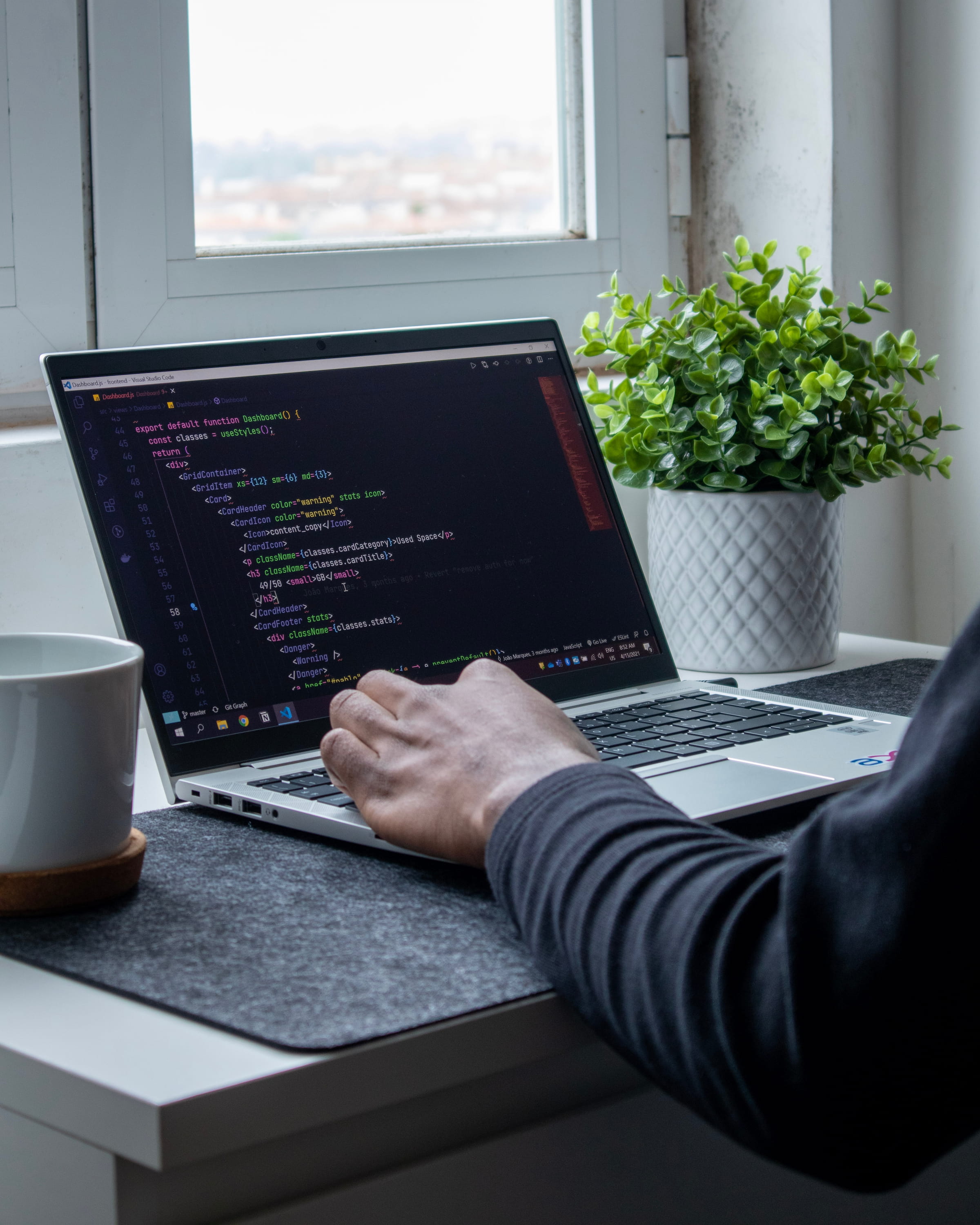 Laptop showing software development